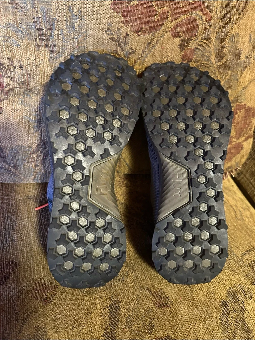 Flux Footwear Trail Runner in grey with orange accents UNISEX M 6.5 W 8